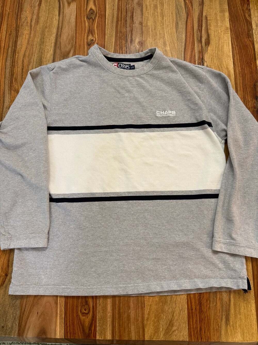 Vintage Chaps Ralph Lauren Striped Long Sleeve Pique Shirt Size Large
